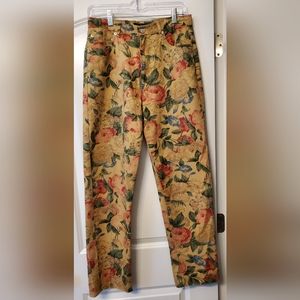 Ralph Lauren Khaki Rose Print High Waist Jeans